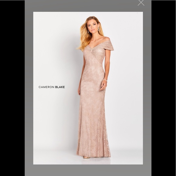 Cameron Blake by MonCheri Off the shoulder front knot gown - Picture 2 of 8